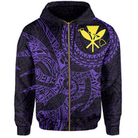 Hawaii Hoodie Zip Polynesian Kanaka Map Hawaiian Hoodie Zip Purple TT Style - Polynesian Pride