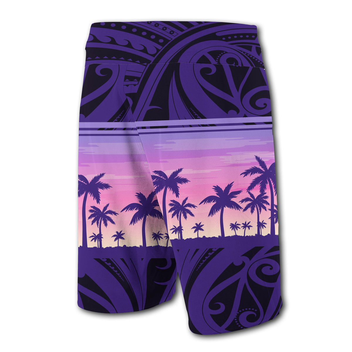 Hawaii Palm Trees Polynesian - Board Shorts - Purple - Haka Style - Polynesian Pride