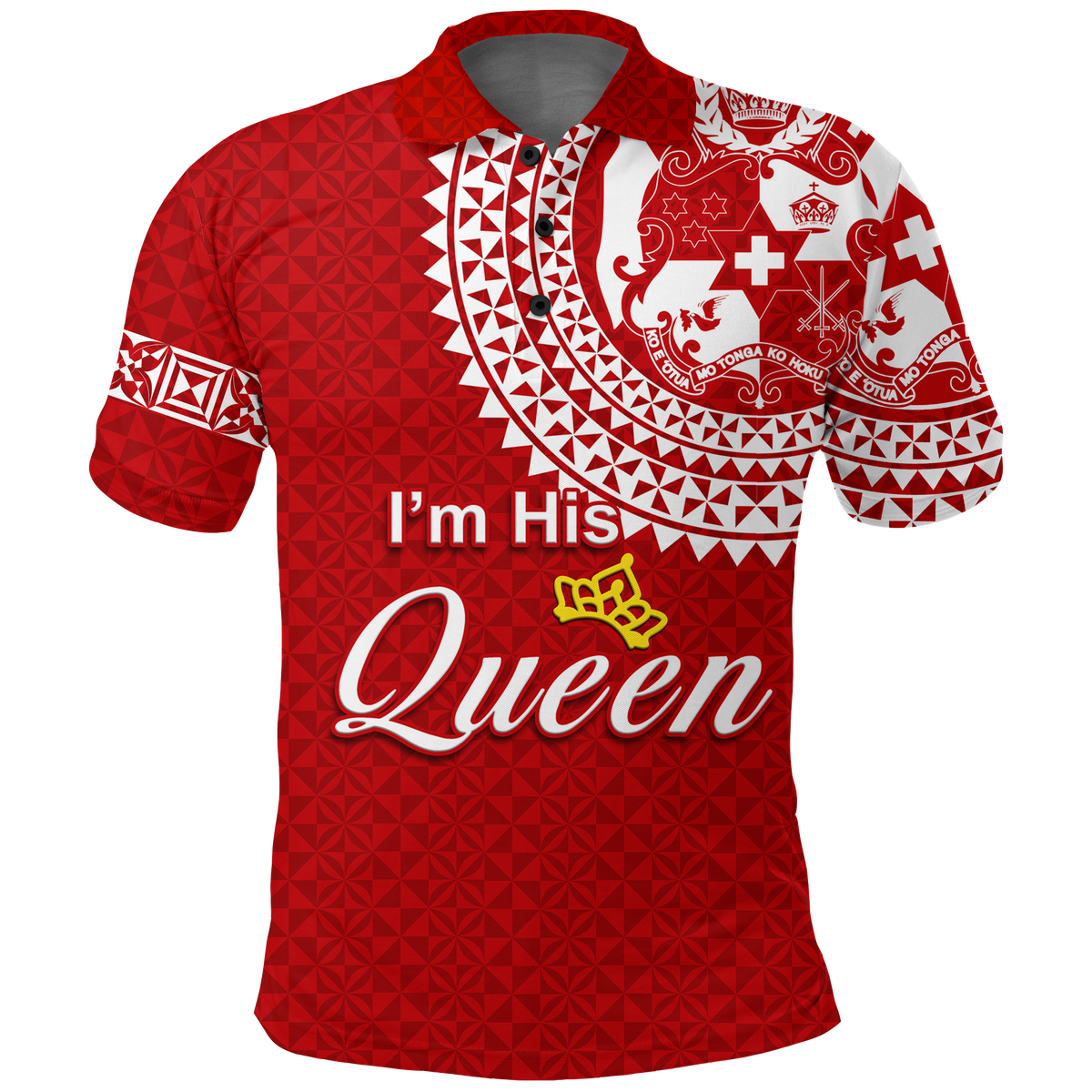 Valentine Day Tonga Couple Love Queen Polo Shirt Tongan Turtle LT12 Red - Polynesian Pride