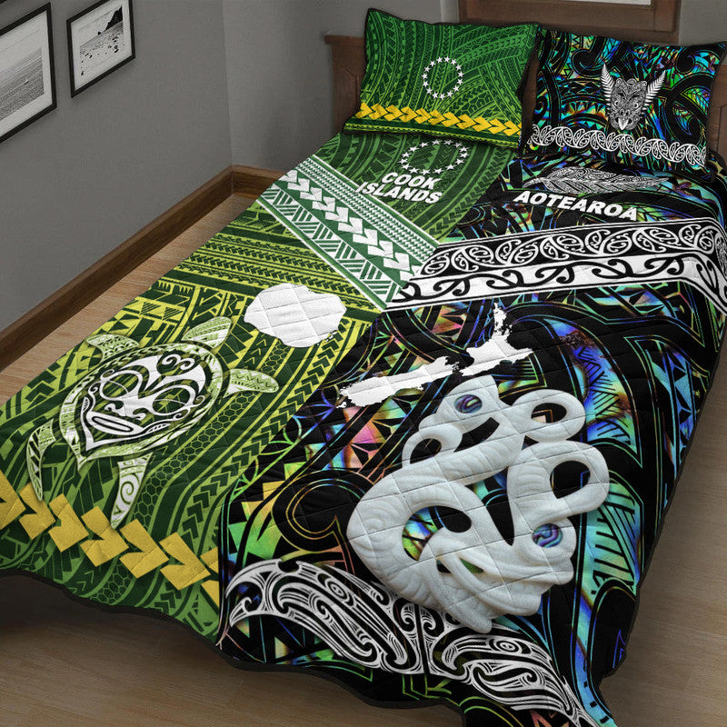 New Zealand And Cook Islands Quilt Bed Set Together - Paua Shell LT8 - Polynesian Pride