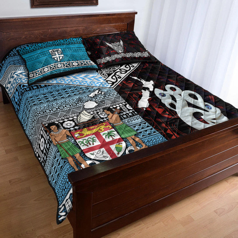 New Zealand And Fiji Quilt Bed Set Together - Red LT8 - Polynesian Pride