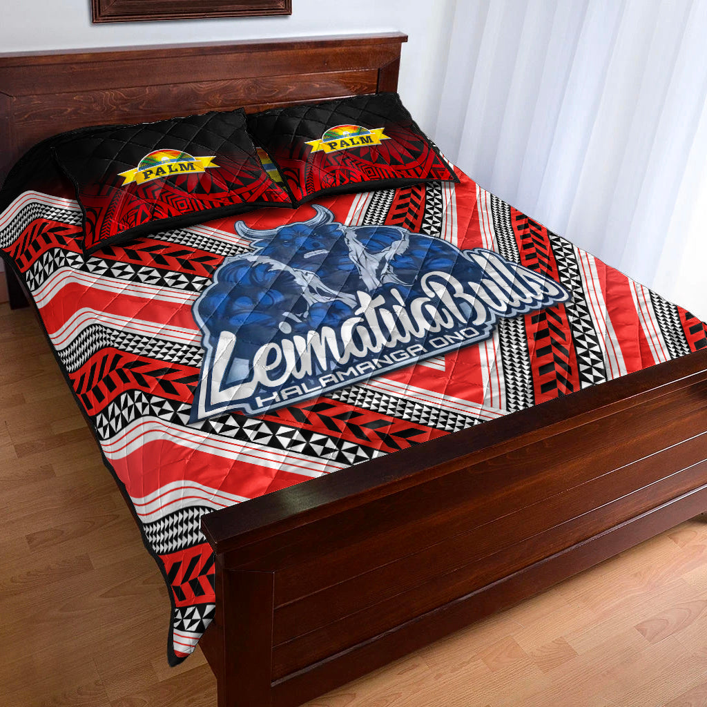Mate Ma'a Tonga Quilt Bed Set Leimatu'a Bulls Creative Style - Red LT8 - Polynesian Pride