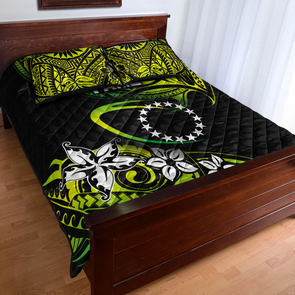 TE INUINU FAMZ - Cook Islands Rugby Quilt Bed Set Unique Vibes - Green LT8 - Polynesian Pride