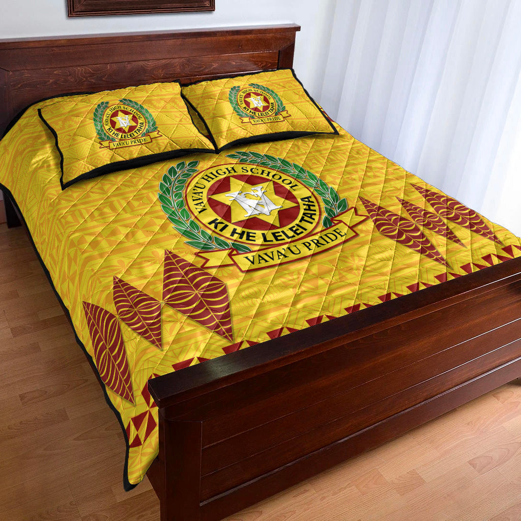 Tonga Vava'u High School Quilt Bed Set Simple Style - Yellow LT8 - Polynesian Pride