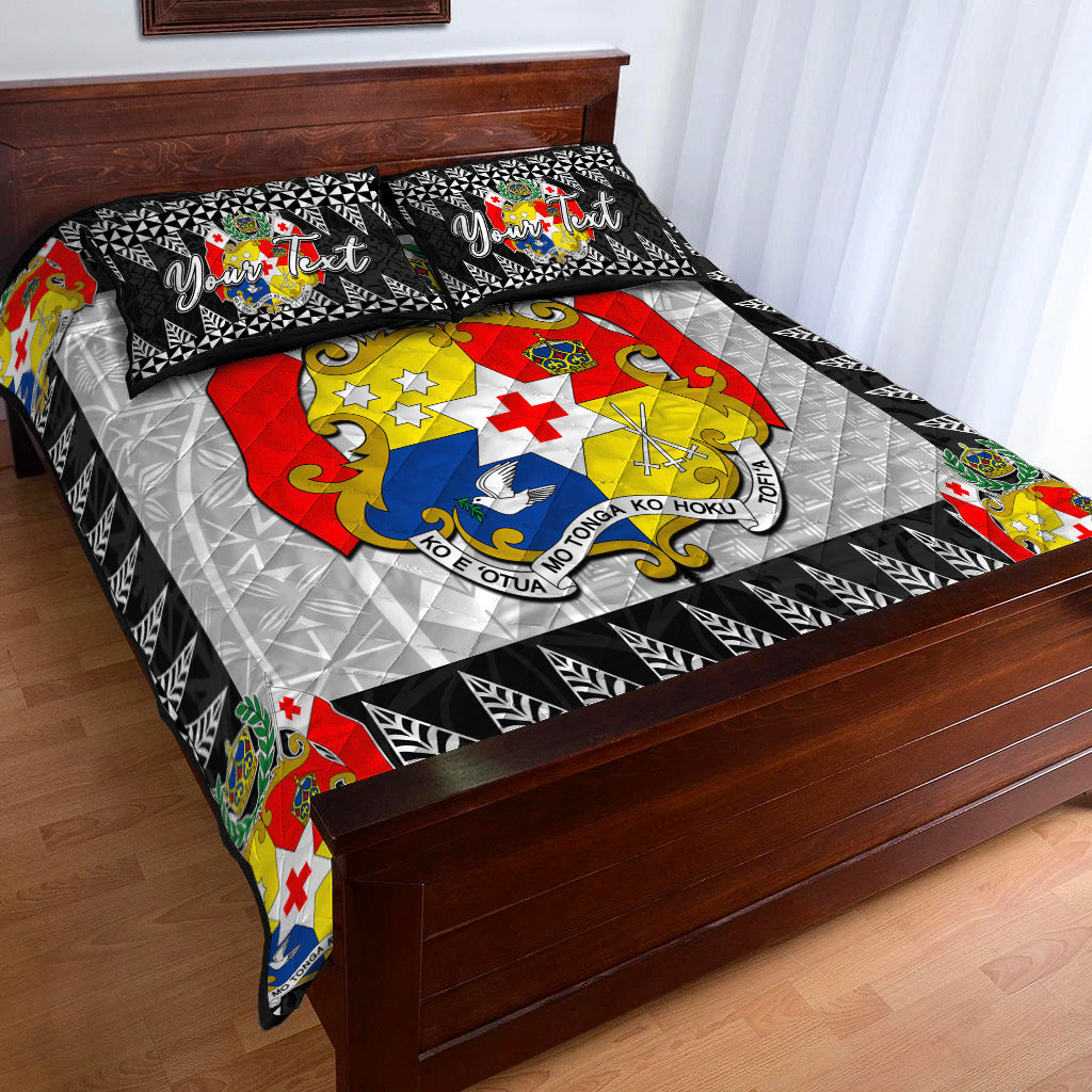 (Custom Personalised) Tonga Quilt Bed Set Black Style LT6 - Polynesian Pride