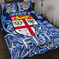 Fiji Quilt Bed Set Tapa Patterns Blue And White Style LT6 Blue - Polynesian Pride