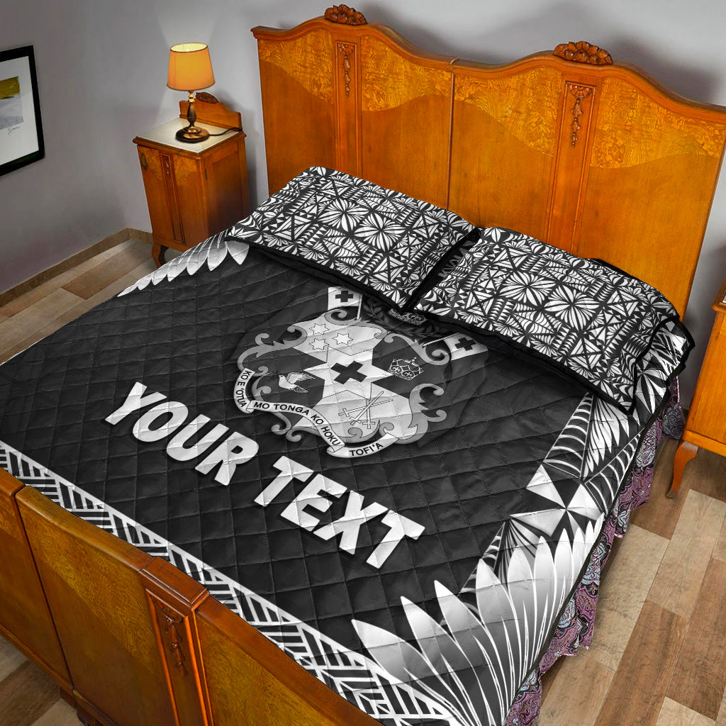 (Custom Personalised) Tonga Coat Of Arms Quilt Bed Set Simplified Version - Black LT8 - Polynesian Pride