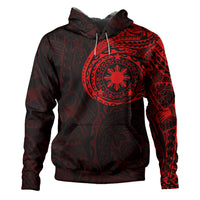 Philippines Polynesian Tattoo Style Hoodie Multicolor Red - Polynesian Pride