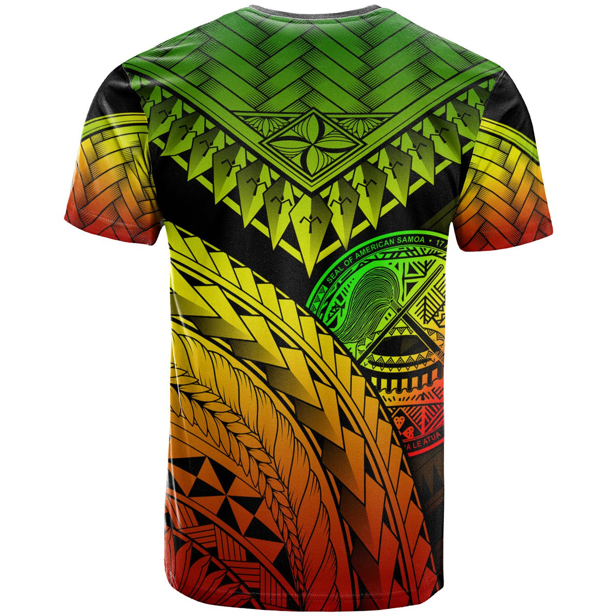 American Samoa T Shirt Reggae Polynesian Necklace and Lauhala - Polynesian Pride