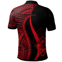 Guam Custom Polo Shirt Red Polynesian Tentacle Tribal Pattern - Polynesian Pride