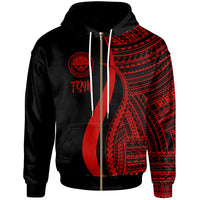 Federated States of Micronesia Zip up Hoodie Red Tentacle Tribal Pattern Unisex Red - Polynesian Pride