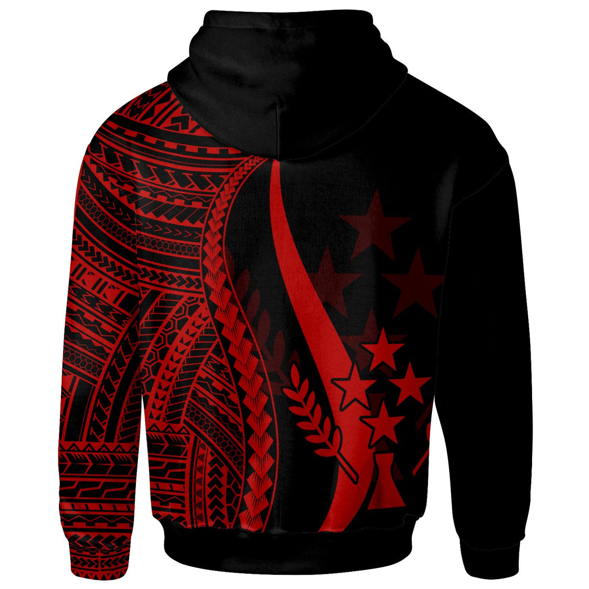 Kosrae Zip up Hoodie Red Tentacle Tribal Pattern - Polynesian Pride