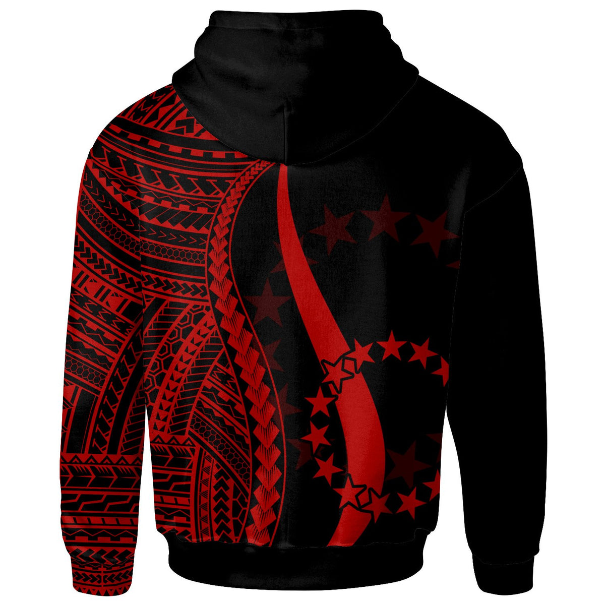 Cook Islands Zip up Hoodie Red Tentacle Tribal Pattern - Polynesian Pride