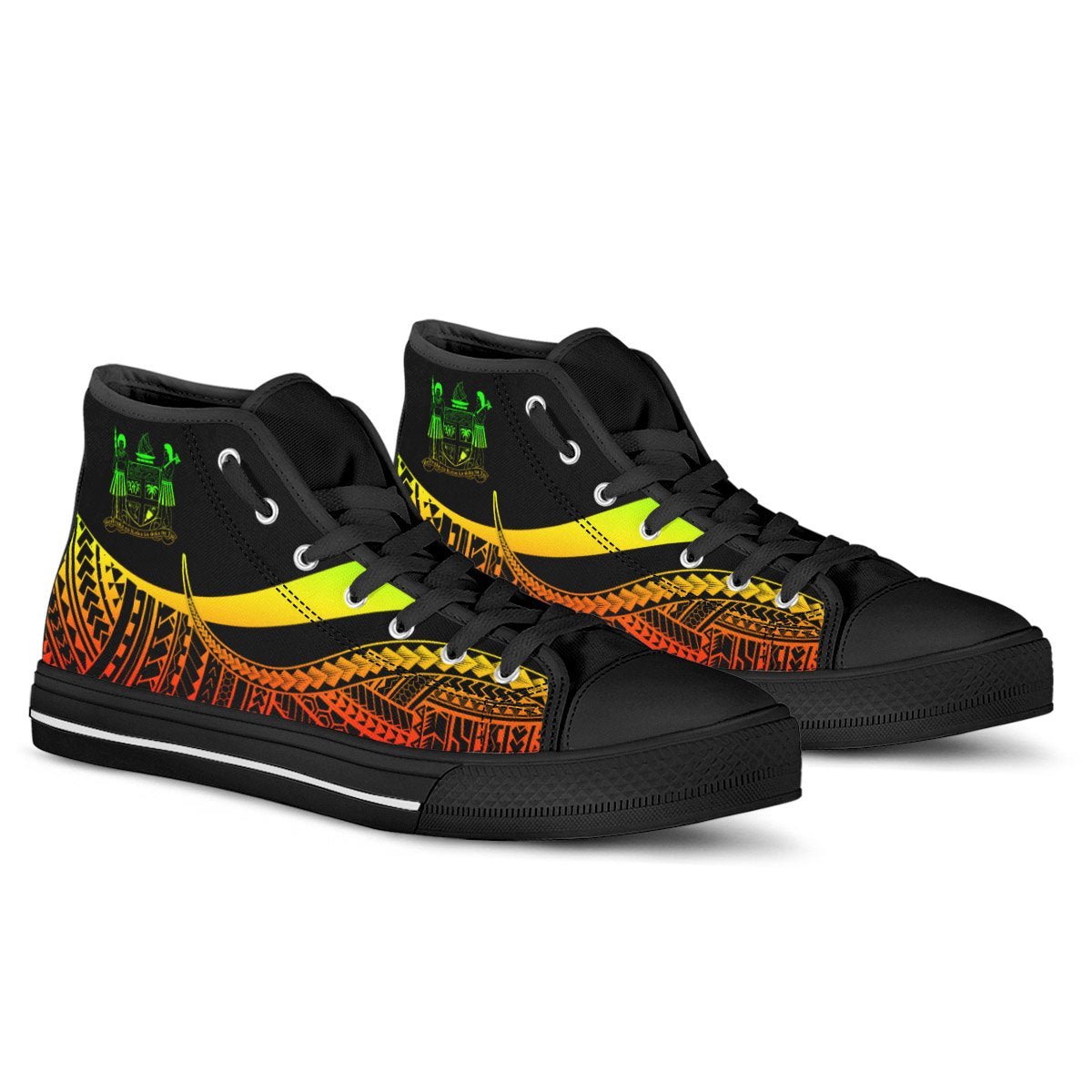 Fiji Custom Personalised High Top Shoes Reggae - Polynesian Tentacle Tribal Pattern Crest - Polynesian Pride