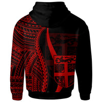 Fiji Zip up Hoodie Red Tentacle Tribal Pattern - Polynesian Pride