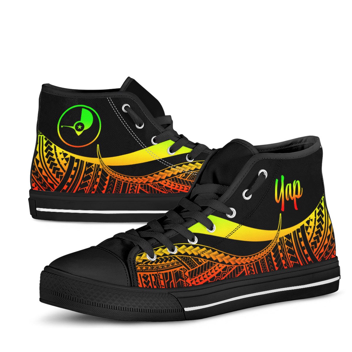 Yap High Top Shoes Reggae - Polynesian Tentacle Tribal Pattern - Polynesian Pride