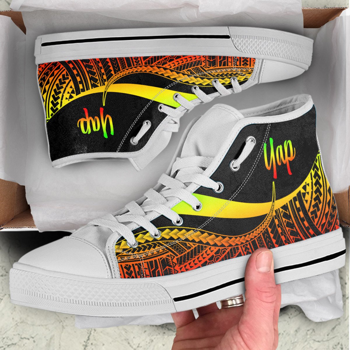 Yap High Top Shoes Reggae - Polynesian Tentacle Tribal Pattern - Polynesian Pride