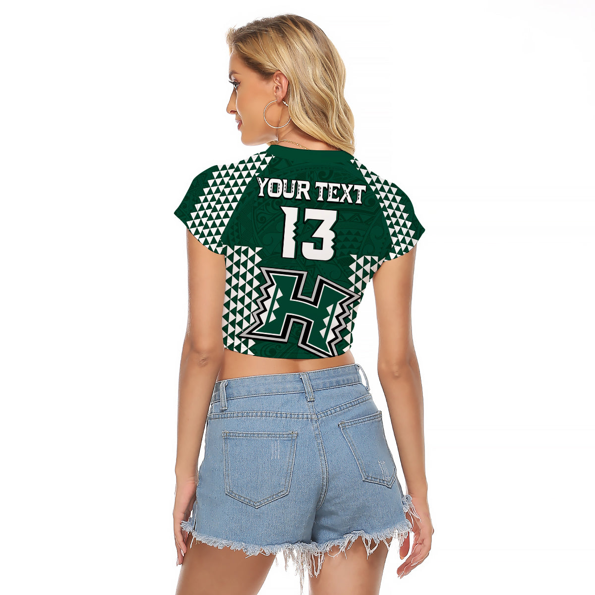 (Custom Text and Number) Hawaii Football Raglan Cropped Kakau Warrior Be Stronger LT13 - Polynesian Pride