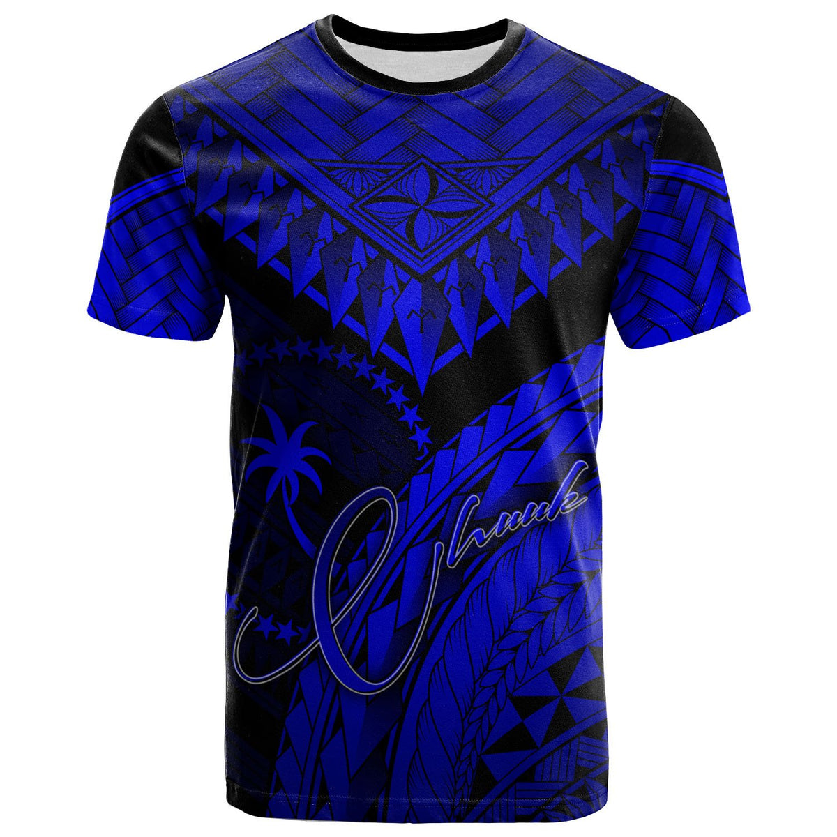 Chuuk T Shirt Royal Blue Polynesian Necklace and Lauhala Unisex Art - Polynesian Pride