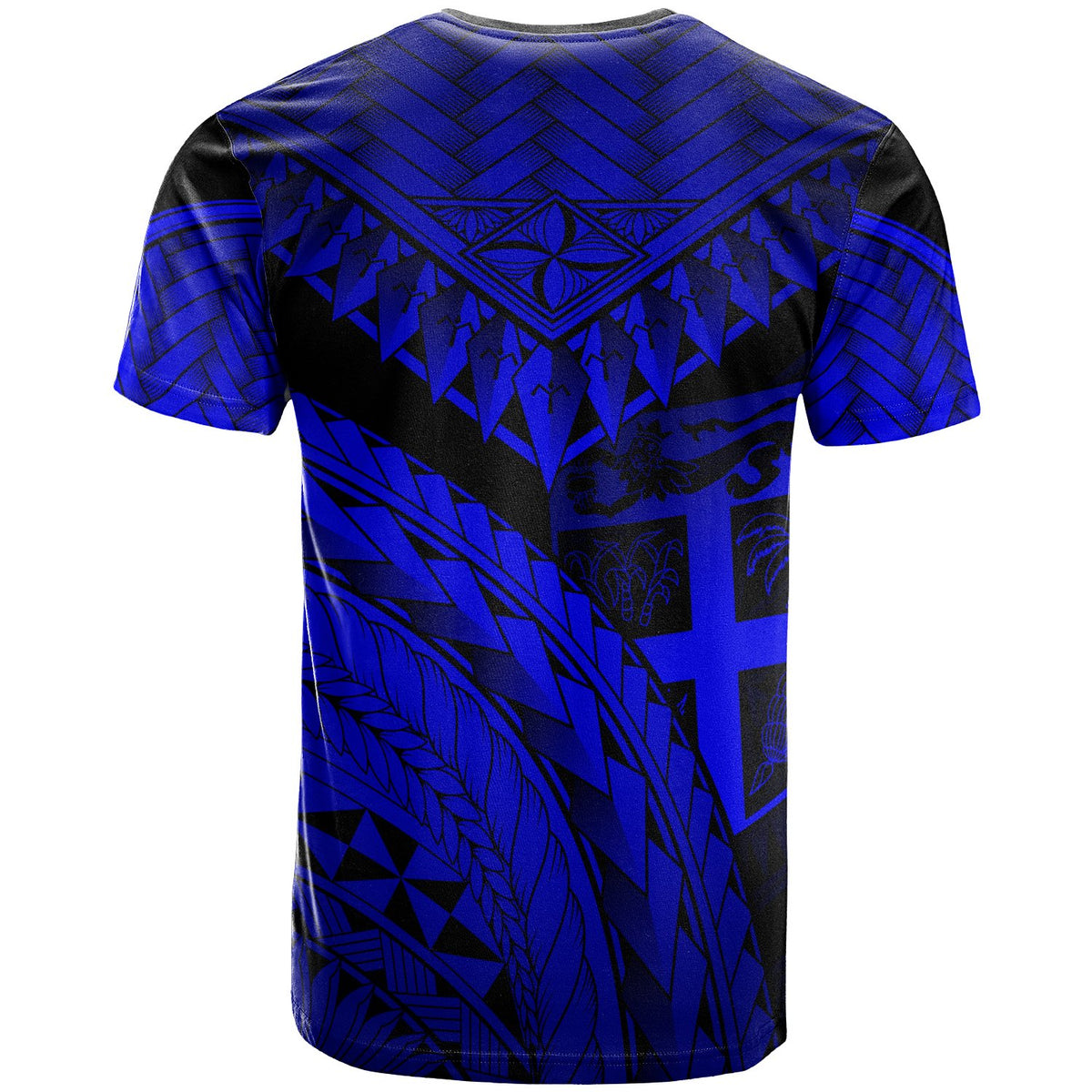 Fiji Custom T Shirt Royal Blue Polynesian Necklace and Lauhala - Polynesian Pride