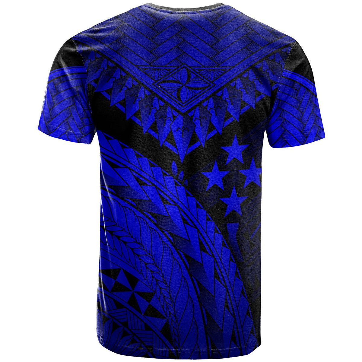 Kosrae Custom T Shirt Royal Blue Polynesian Necklace and Lauhala - Polynesian Pride