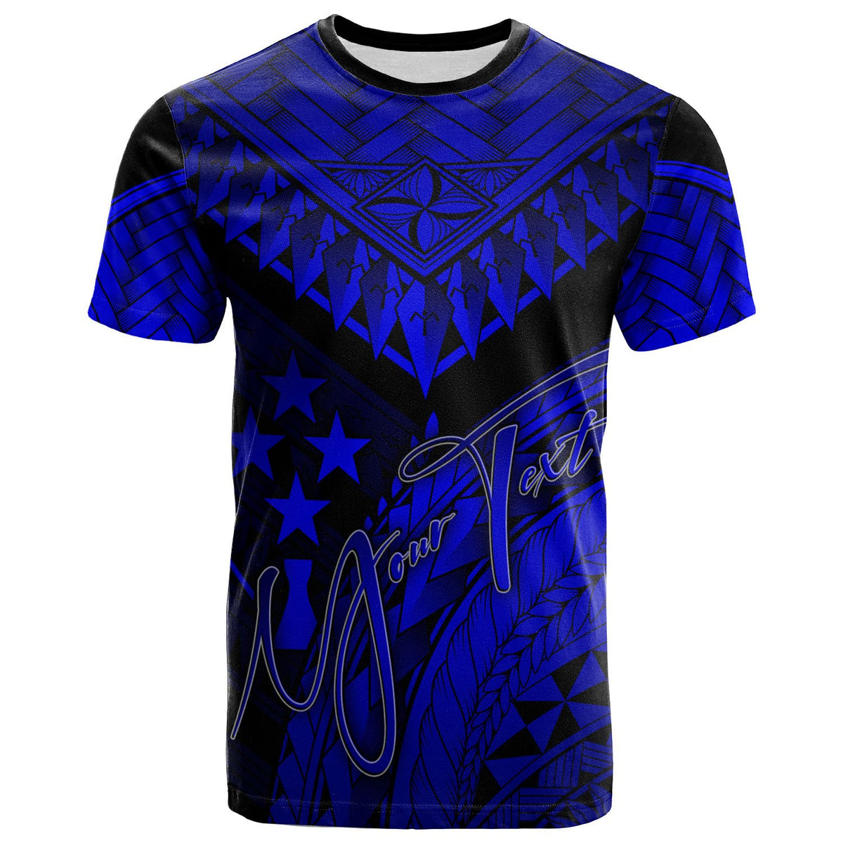 Kosrae Custom T Shirt Royal Blue Polynesian Necklace and Lauhala Unisex Art - Polynesian Pride