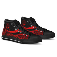 Marshall Islands Custom Personalised High Top Shoes Red - Polynesian Tentacle Tribal Pattern Crest - Polynesian Pride