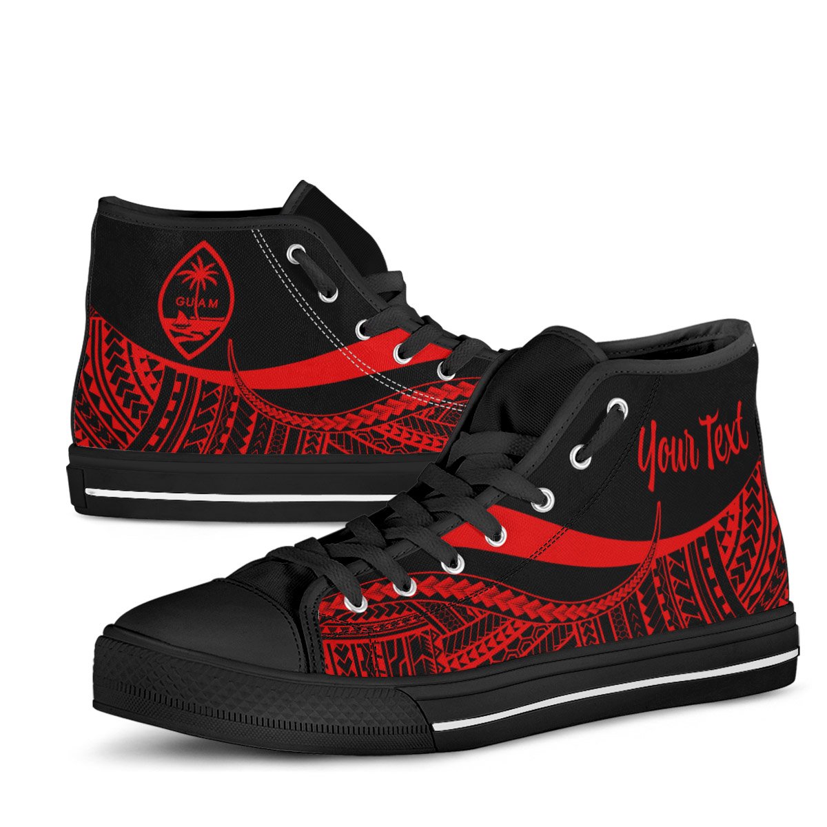 Guam Custom Personalised High Top Shoes Red - Polynesian Tentacle Tribal Pattern - Polynesian Pride