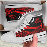 New Caledonia High Top Shoes Red - Polynesian Tentacle Tribal Pattern Crest - Polynesian Pride