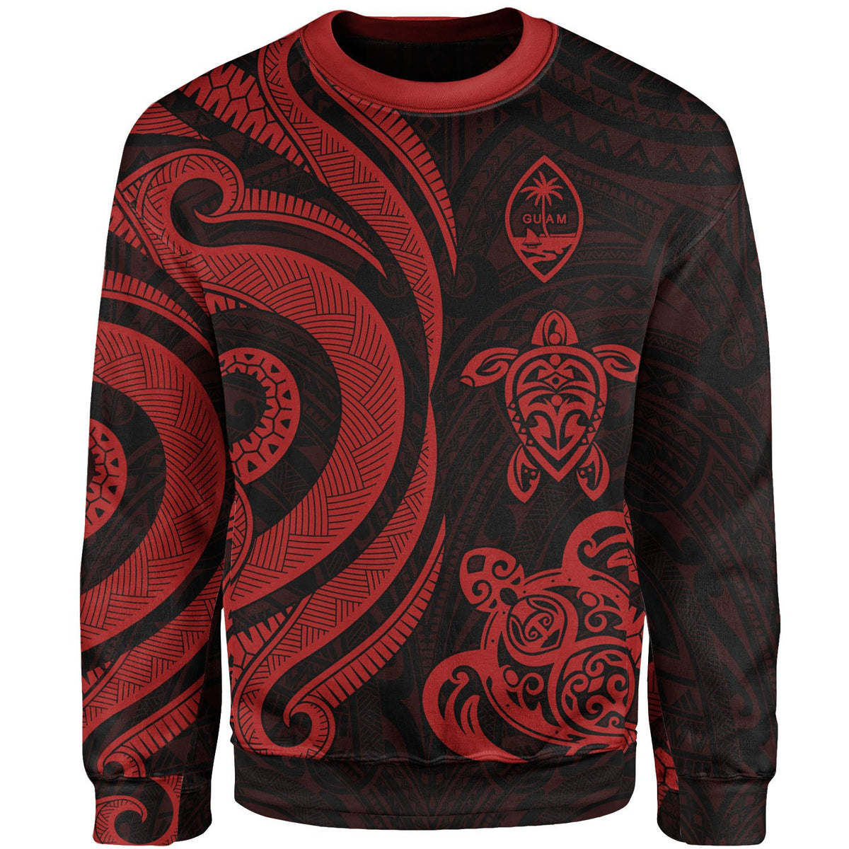 Guam Sweater - Red Tentacle Turtle Unisex Red - Polynesian Pride