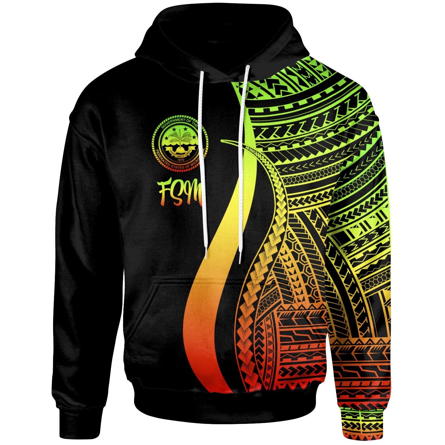 Federated States of Micronesia Hoodie Reggae Tentacle Tribal Pattern Unisex Reggae - Polynesian Pride
