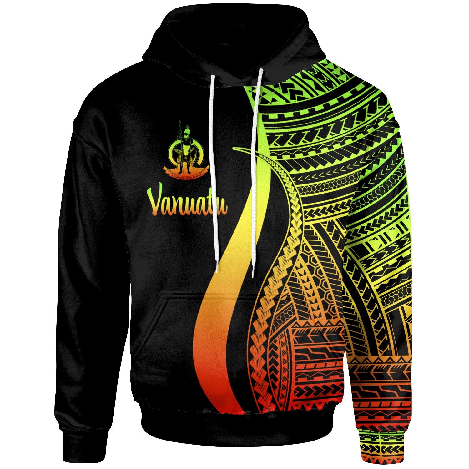 Vanuatu Hoodie Reggae Tentacle Tribal Pattern Unisex Reggae - Polynesian Pride