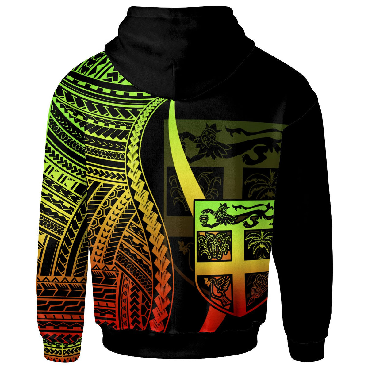 Fiji Zip up Hoodie Reggae Tentacle Tribal Pattern - Polynesian Pride
