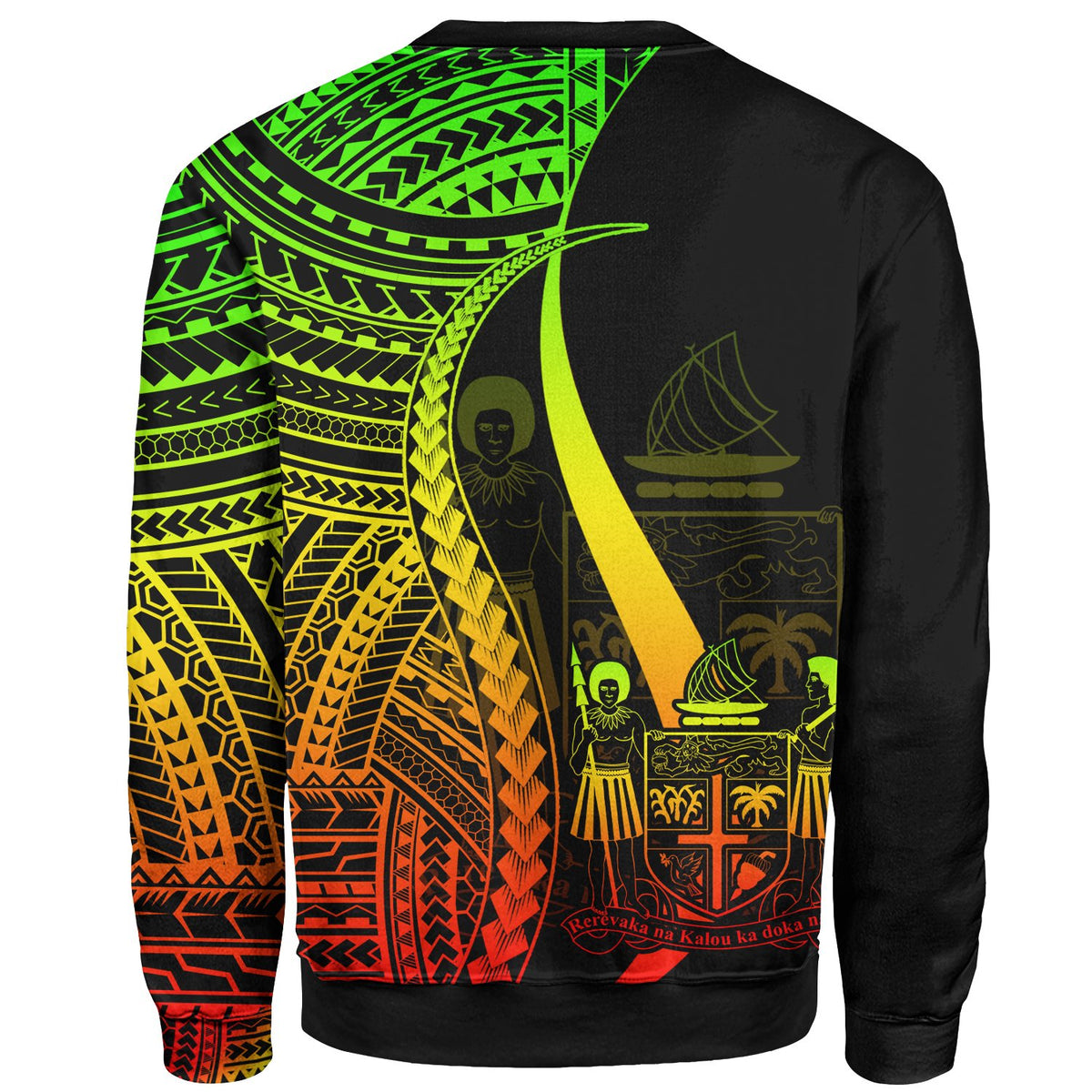 Fiji Custom Personalised Sweatshirt - Reggae Polynesian Tentacle Tribal Pattern Crest - Polynesian Pride