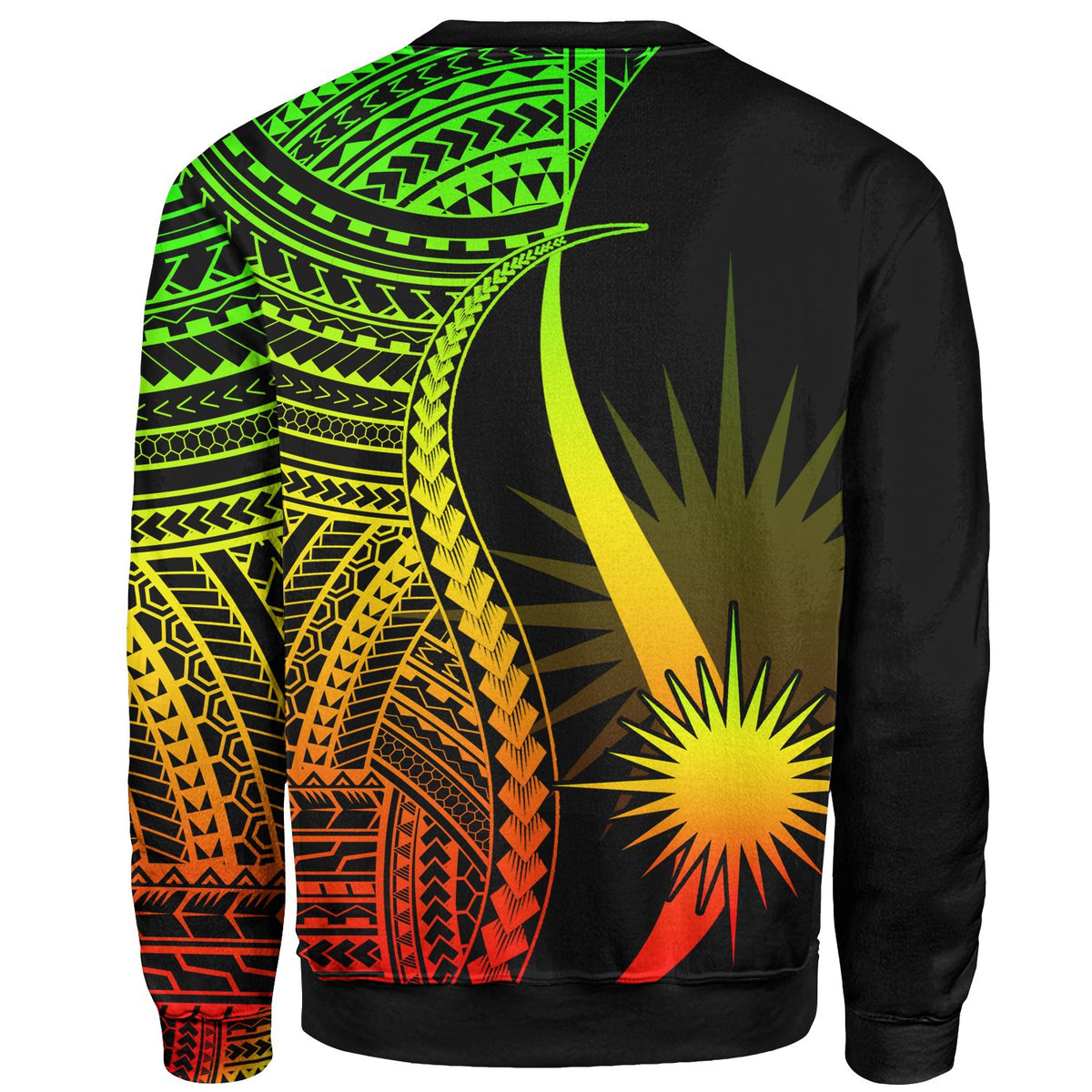 Marshall Islands Sweatshirt - Reggae Polynesian Tentacle Tribal Pattern - Polynesian Pride