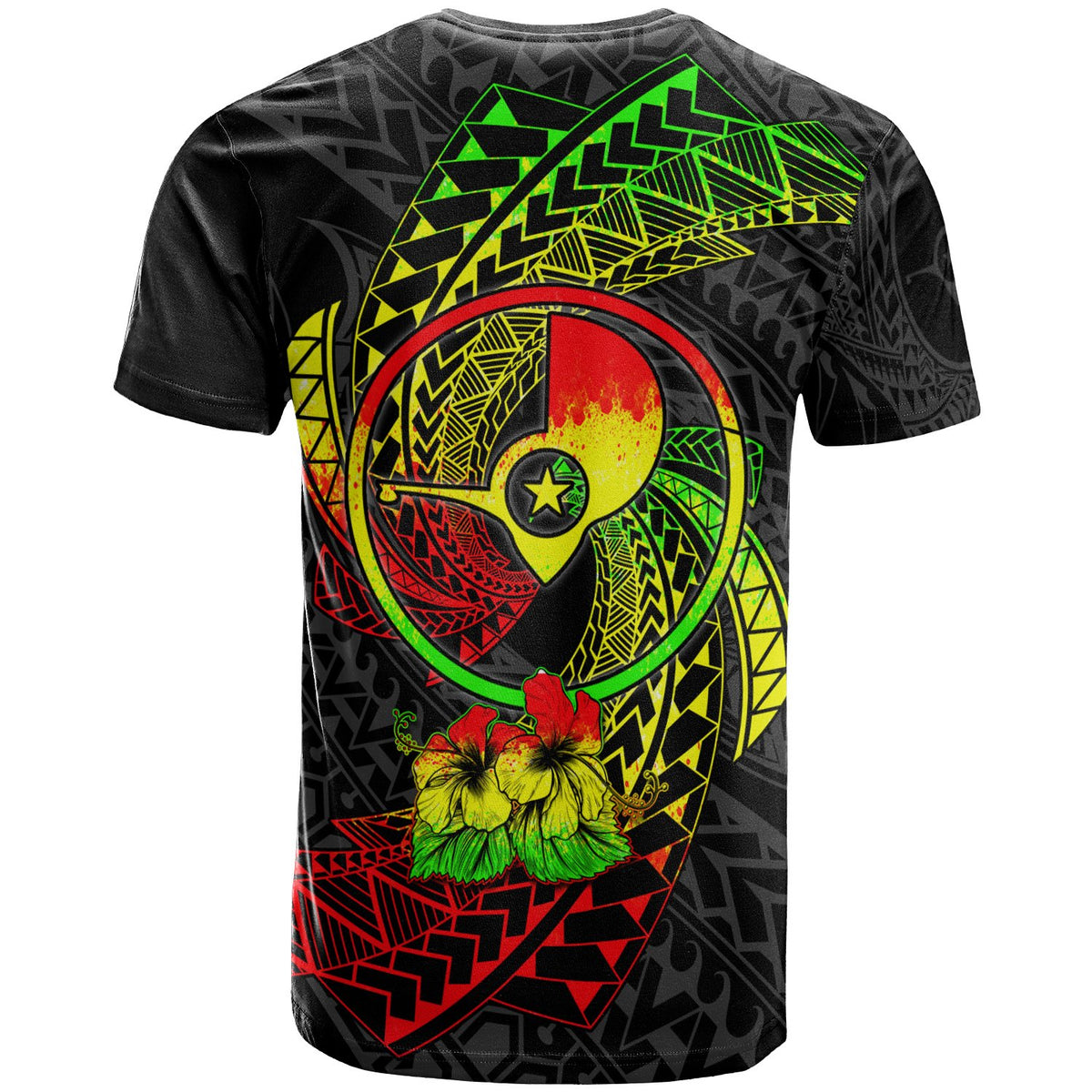 Yap Micronesian T Shirt Reggae Spiral Pattern Hibiscus - Polynesian Pride