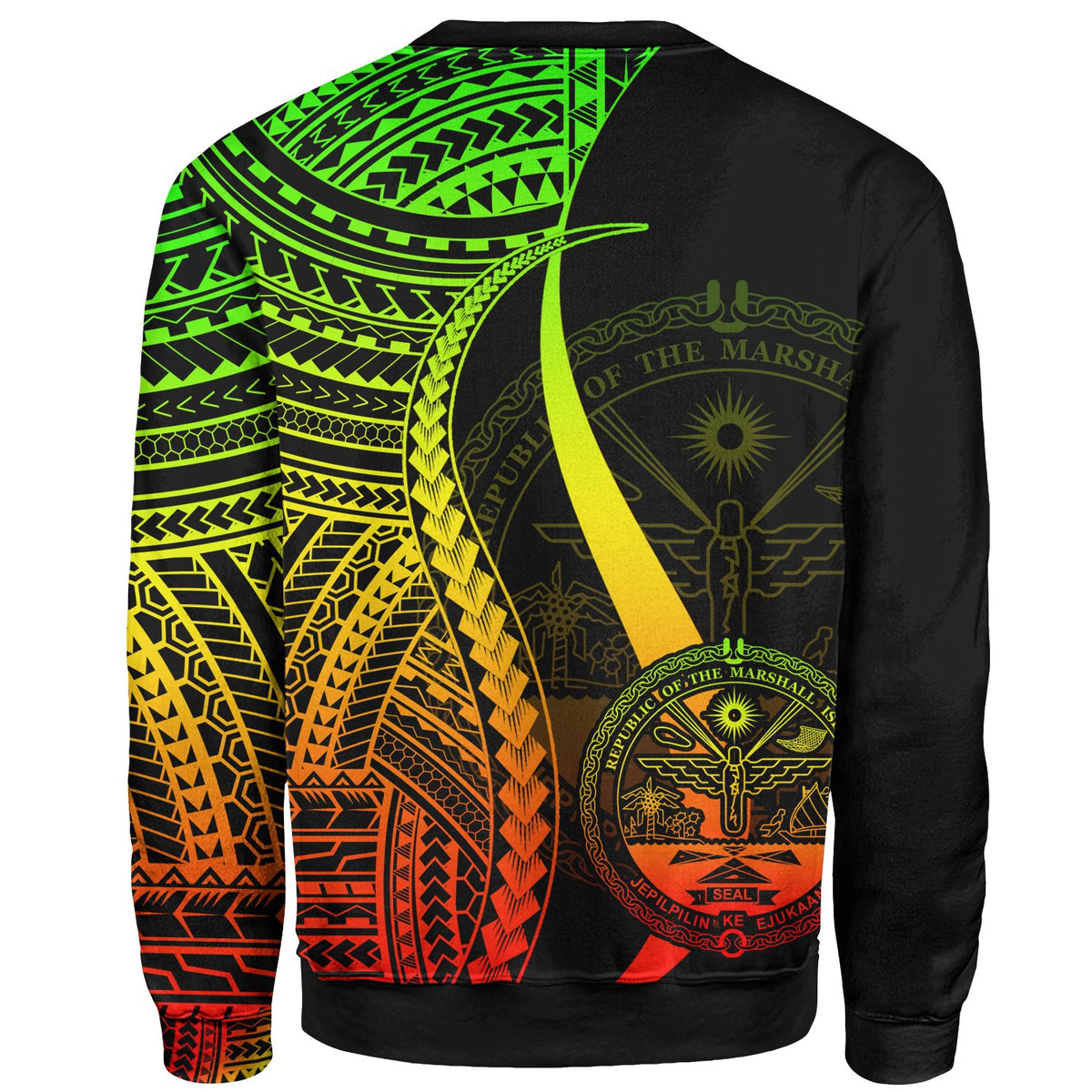 Marshall Islands Sweatshirt - Reggae Polynesian Tentacle Tribal Pattern Crest - Polynesian Pride