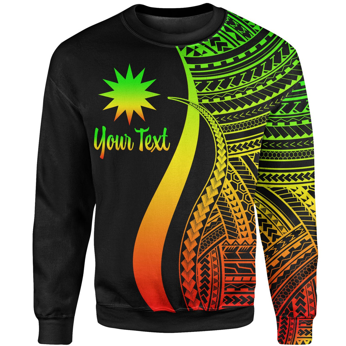 Nauru Custom Personalised Sweatshirt - Reggae Polynesian Tentacle Tribal Pattern Unisex Reggae - Polynesian Pride