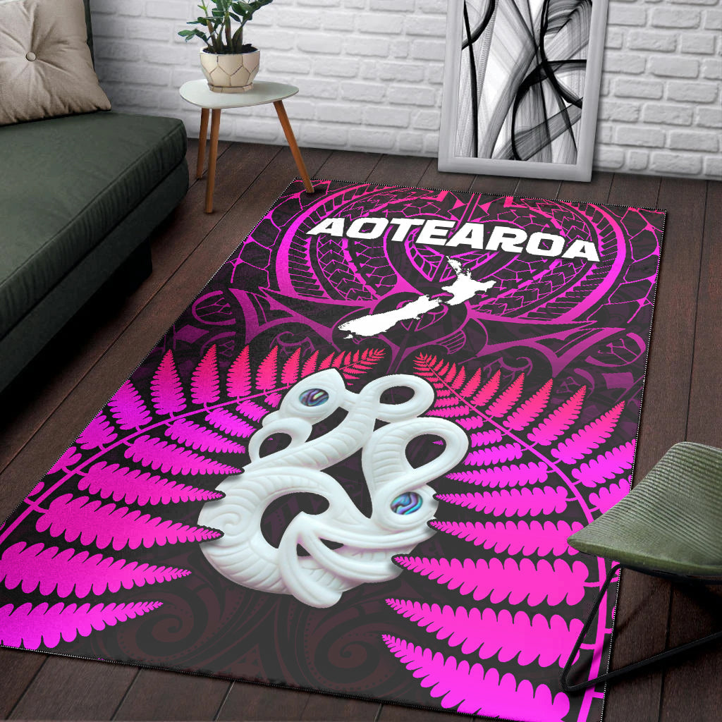 Aotearoa Fern Area Rug New Zealand Hei Tiki Purple Style LT13 - Polynesian Pride