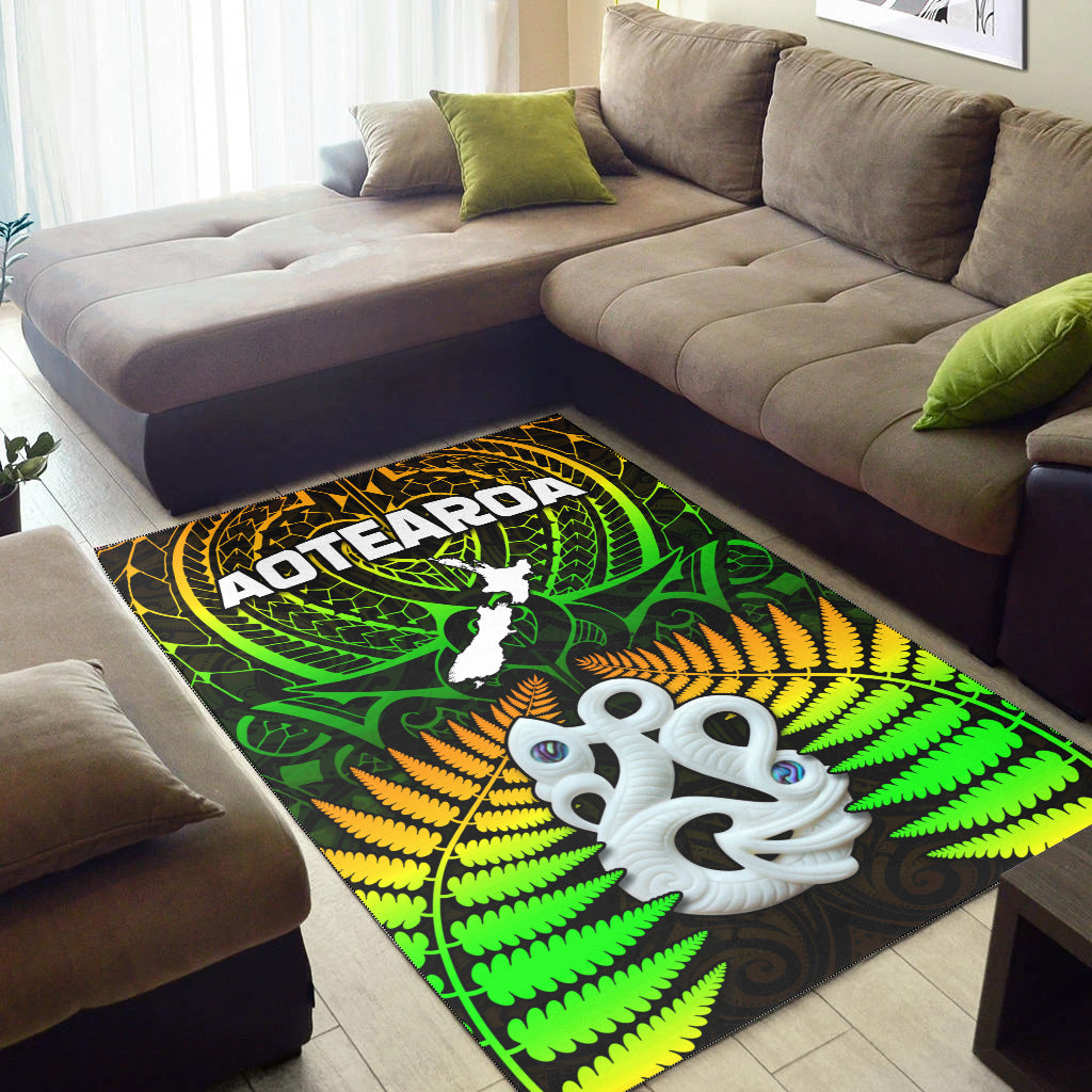 Aotearoa Fern Area Rug New Zealand Hei Tiki Special Style LT13 - Polynesian Pride
