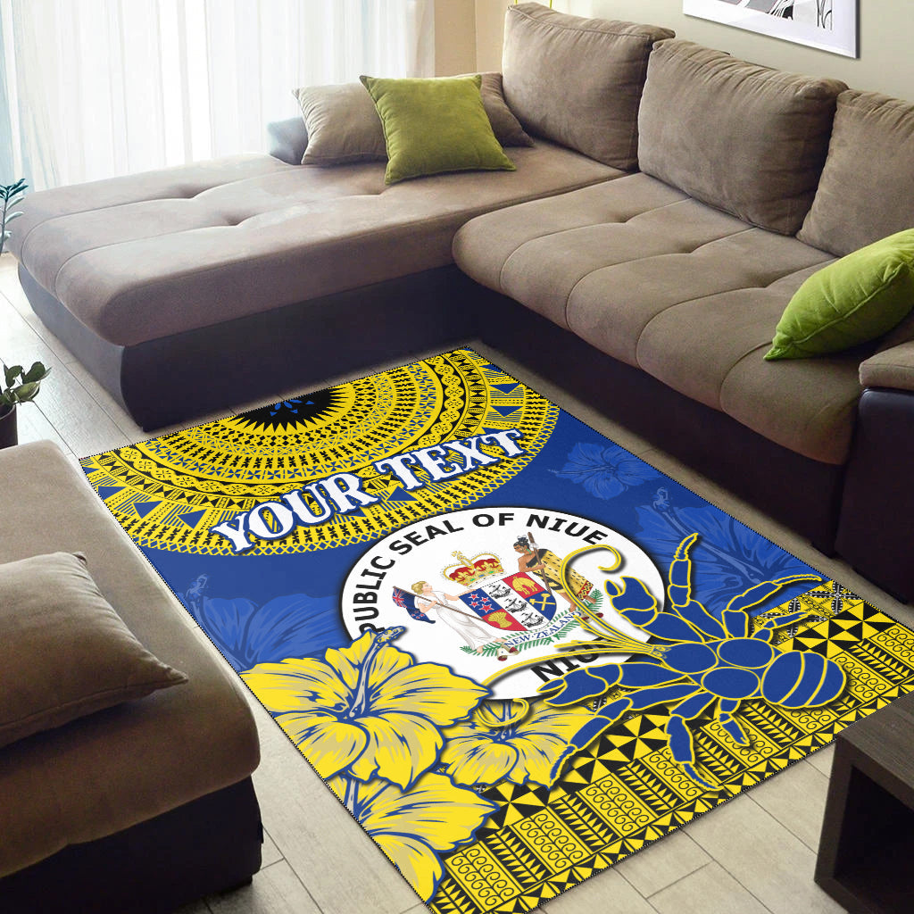 (Custom Personalised) Niue Hiapo Area Rug Rock of Polynesia Tapa Niuean Crab Happy Day LT13 - Polynesian Pride