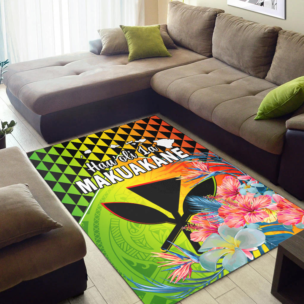 Happy Hawaii Fathers Day Area Rug Hawaiian Tribal Kanaka Maoli Hibiscus LT14 - Polynesian Pride