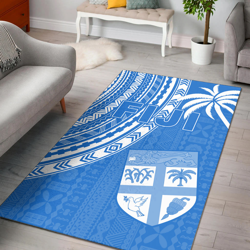 Fiji Rugby Sevens Area Rug Fijian 7s Tapa Polynesian Blue Ver.01 LT13 Blue - Polynesian Pride