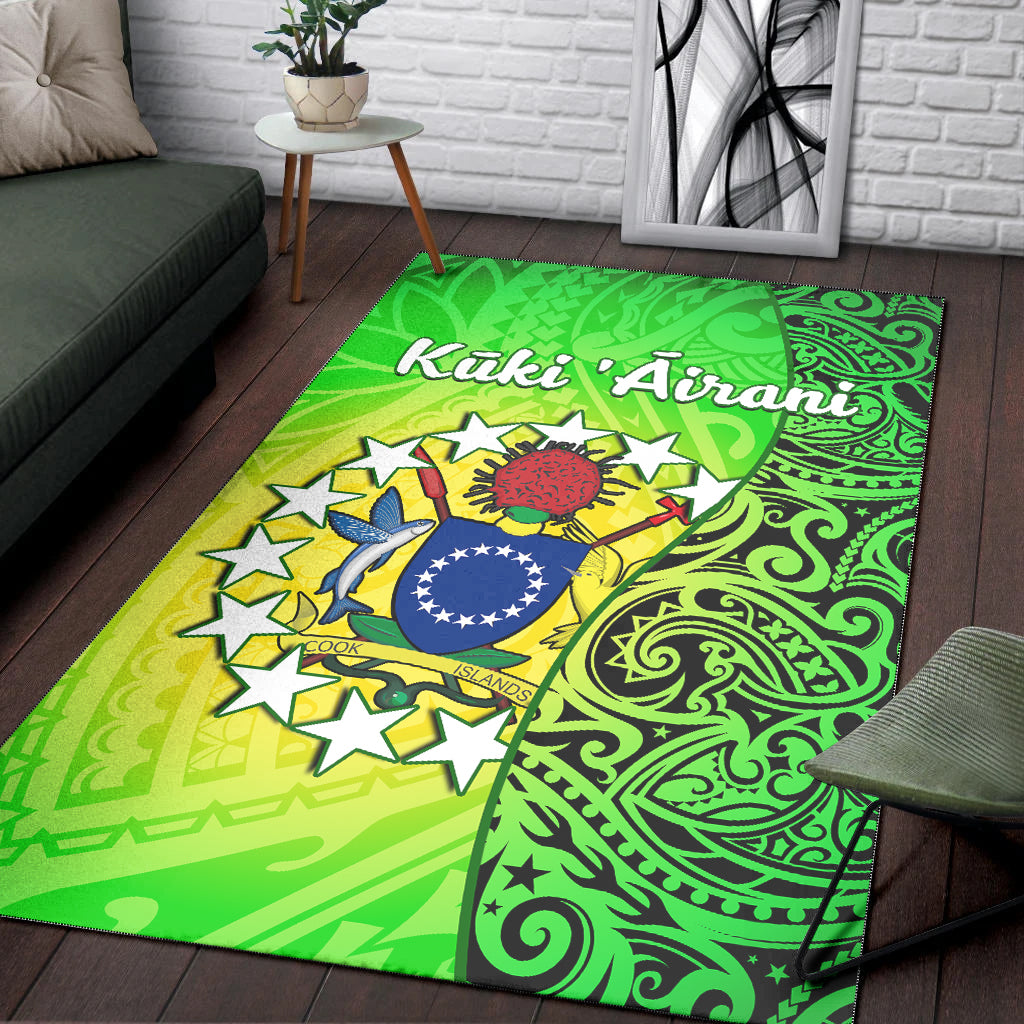 Cook Islands Area Rug Cook Islands Coat Of Arms Turtle Polynesian LT14 - Polynesian Pride