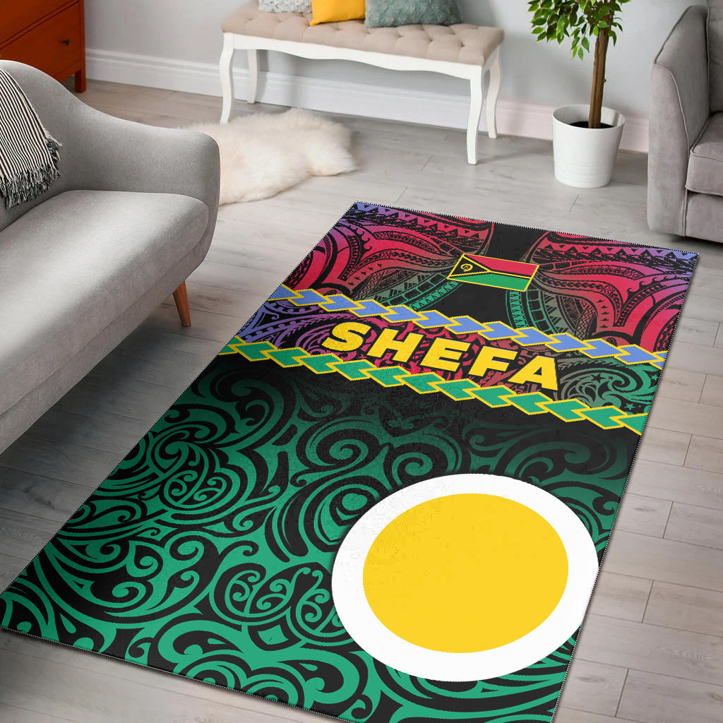 Shefa Province Area Rug Vanuatu Pig Tusk Polynesian Flag Style LT14 Black - Polynesian Pride