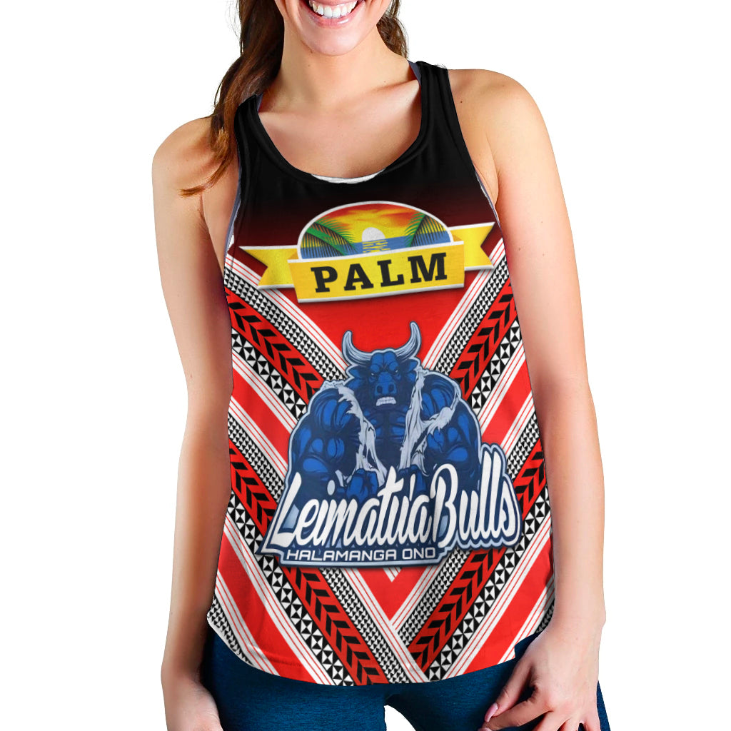 Mate Ma'a Tonga Women Racerback Tank Leimatu'a Bulls Creative Style - Red LT8 - Polynesian Pride