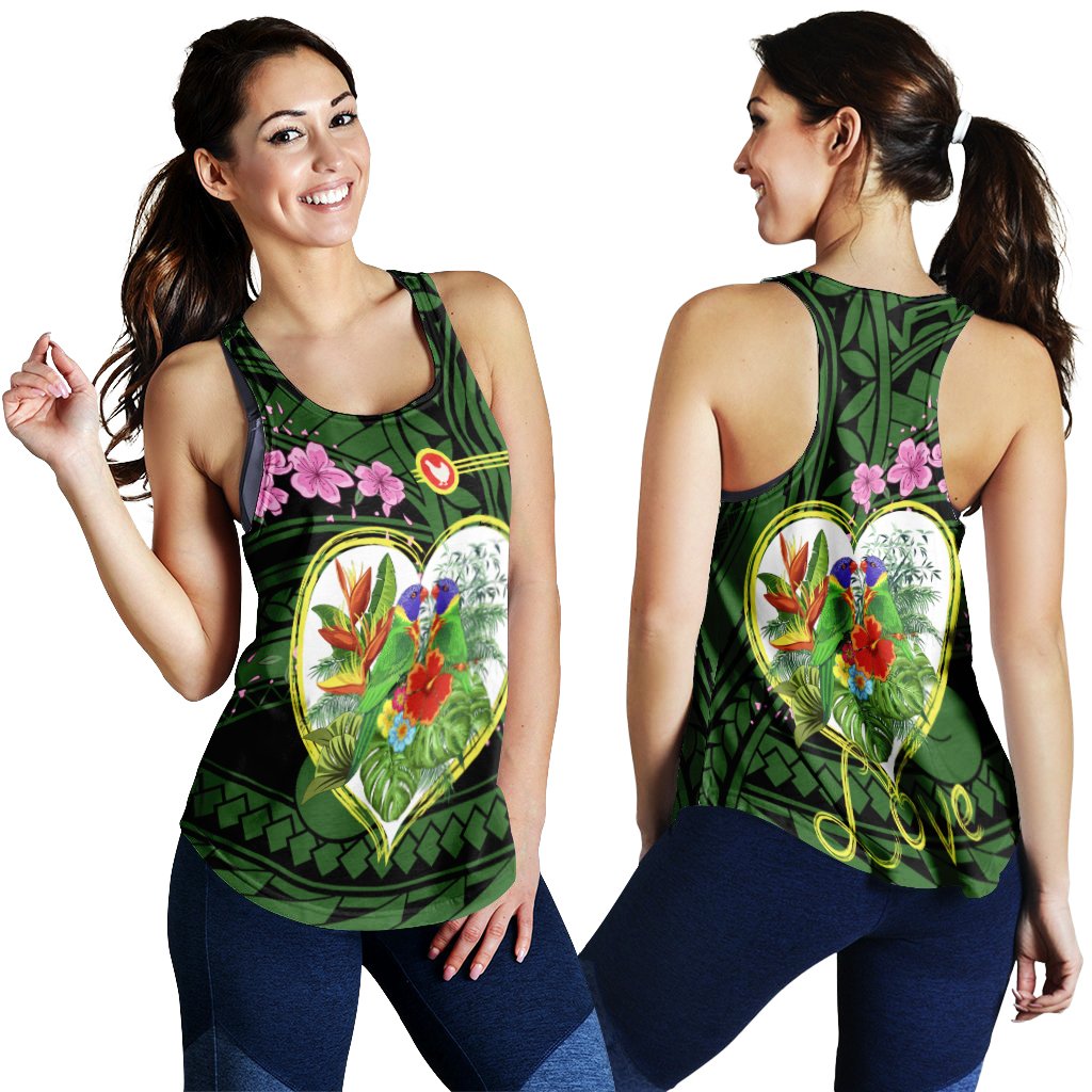 American Samoa Women's Racerback Tank - The Love Of Blue Crowned Lory - Polynesian Pride