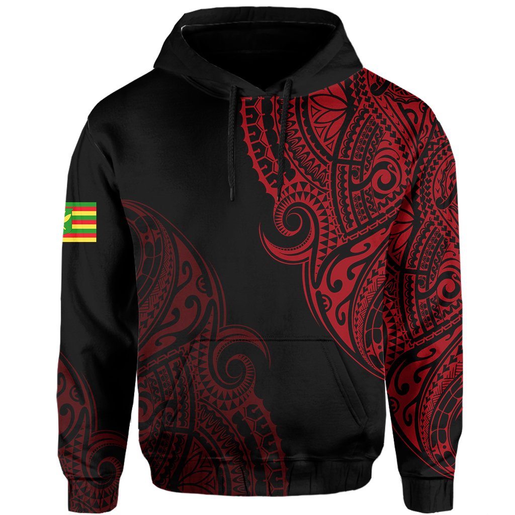 Personalized Hawaii Kanaka Map Polynesian Warrior Ikaika Hoodie William Style Red - Polynesian Pride