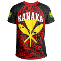 Hawaii Kanaka Map Polynesian T Shirt Red Gel Style - Polynesian Pride