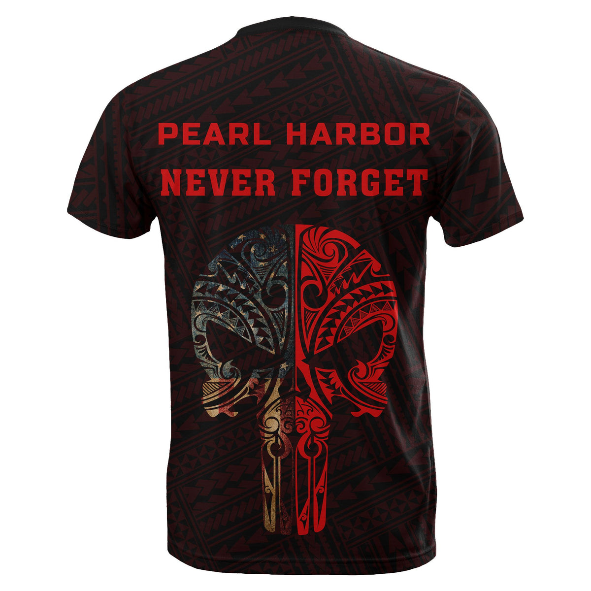 Hawaii Kakau Polynesian T Shirt National Pearl Harbor Remembrance Day Red - Polynesian Pride